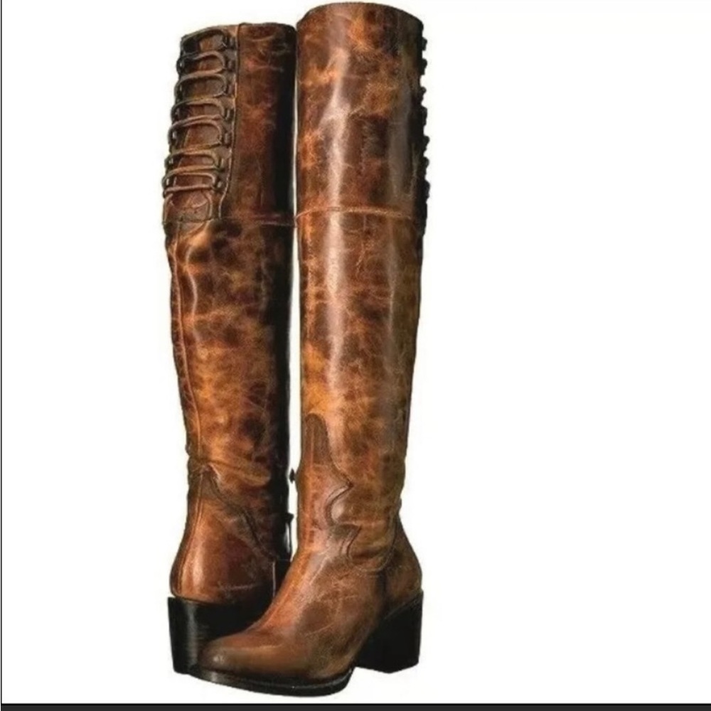 Freebird by Steven Rolls sz 9 over the knee leather boot in Cognac (rare!)